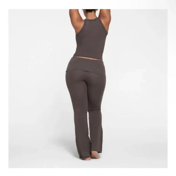 Skims NWT cotton jersey foldover flare in Iron - Picture 2 of 4